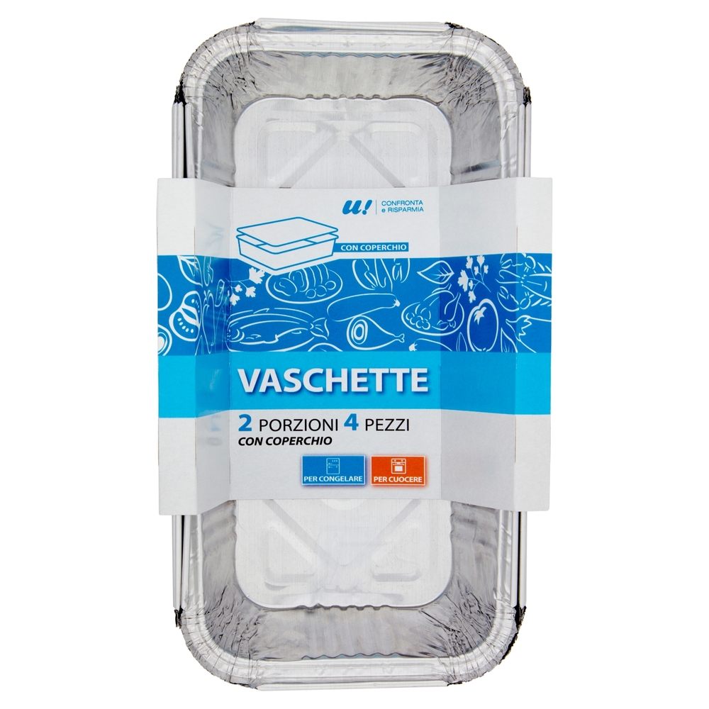 4 Vaschette 2 Porzioni con Coperchio U! Confronta e Risparmia